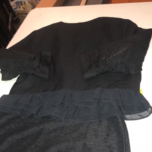 Studio M black size medium skirt semi tiered sheer lined pull on stretch - Picture 13 of 13